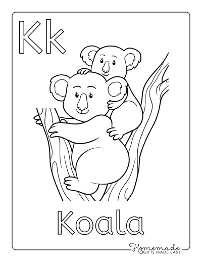 Coloring Sheets for Kindergartners Alphabet K Koala