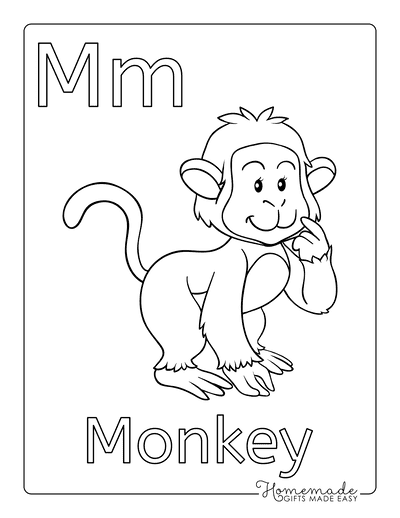 Coloring Sheets for Kindergartners Alphabet M Monkey