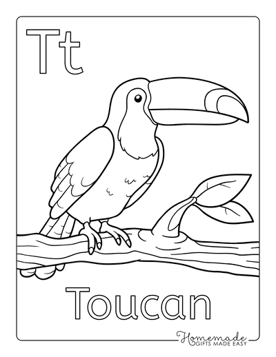Coloring Sheets for Kindergartners Alphabet T Toucan