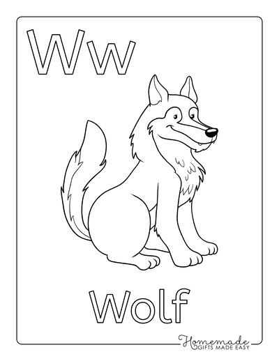 Coloring Sheets for Kindergartners Alphabet W Wolf