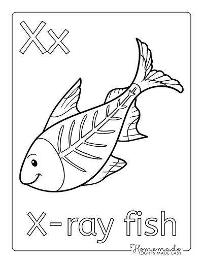 Coloring Sheets for Kindergartners Alphabet X X Ray Fish