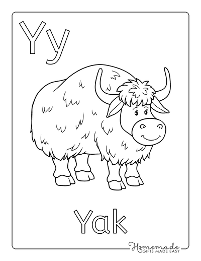 Coloring Sheets for Kindergartners Alphabet Y Yak
