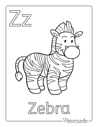 Coloring Sheets for Kindergartners Alphabet Z Zebra