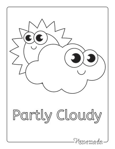Coloring Sheets for Kindergartners Partly Cloudy