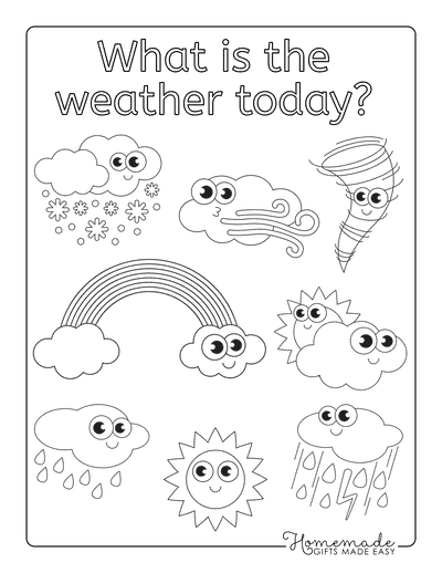 Coloring Sheets for Kindergartners Weather Today
