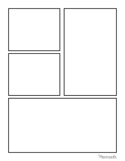 Comic Strip Templates Blank 4 Panel Manga Graphic Novel Template V2