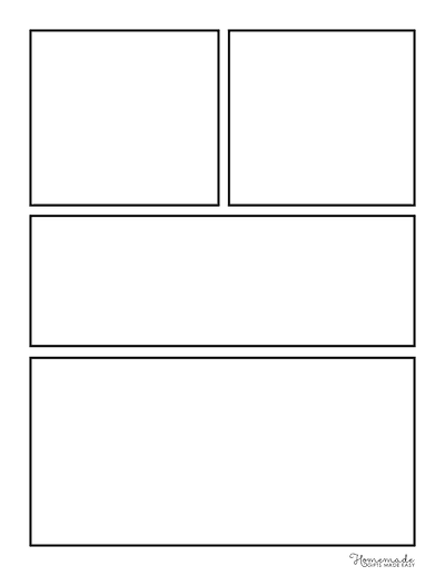 Comic Strip Templates Blank 4 Panel Manga Graphic Novel Template V5