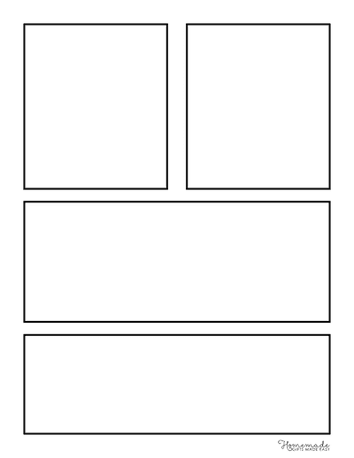 Comic Strip Templates Blank 4 Panel Manga Graphic Novel Template V6