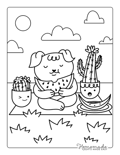 Cozy Coloring Pages Simple Kawaii Cozy Dog Picnic