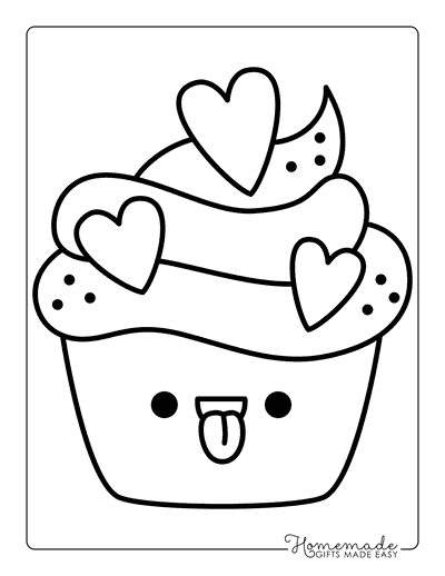Cupcake Coloring Pages Cute Kawaii Cheeky Cupcake Coloring Page