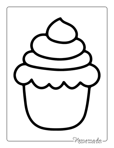 Cupcake Coloring Pages Simple Cupcake Coloring Page Template