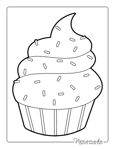 Cupcake Coloring Pages Simple Cupcake Outline With Sprinkles
