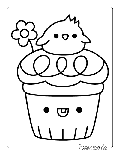 Cupcake Coloring Pages Simple Cute Cupcake With Baby Chick on Top