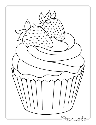 Cupcake Coloring Pages Simple Realistic Cupcake Outline Template for Adults