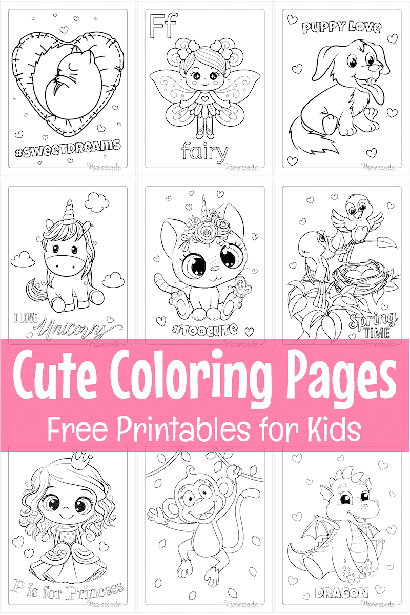 Princess Cat Coloring Book, Printable Coloring Page Bundle By