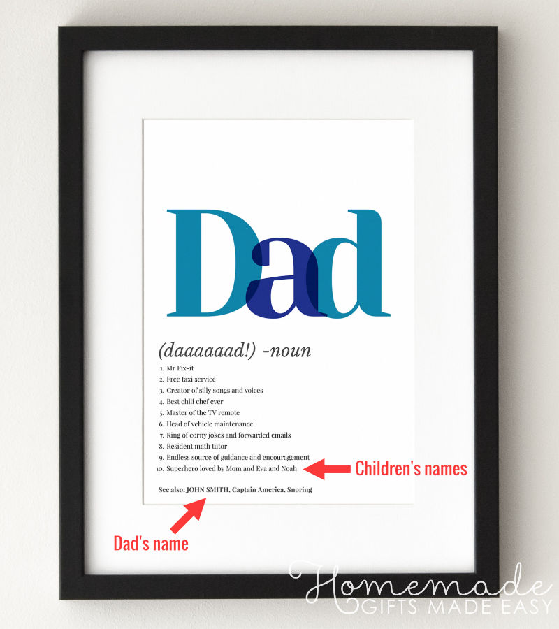 Dad definition poster fathers day gift