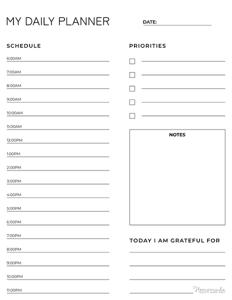 Free Printable Daily Planner Template (Downloadable PDF)