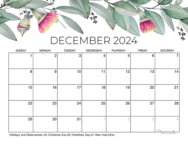 December 2023 & 2024 Calendar | Free Printable with Holidays December 2023 & 2024 Calendar | Free Printable with Holidays