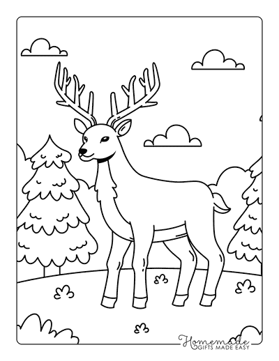 Deer Coloring Pages Cute Hand Drawn Deer Coloring Sheet