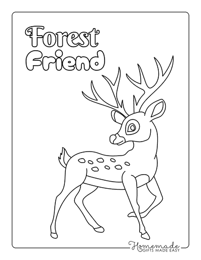 Deer Coloring Pages Cute Simple Buck Coloring Page for Kids