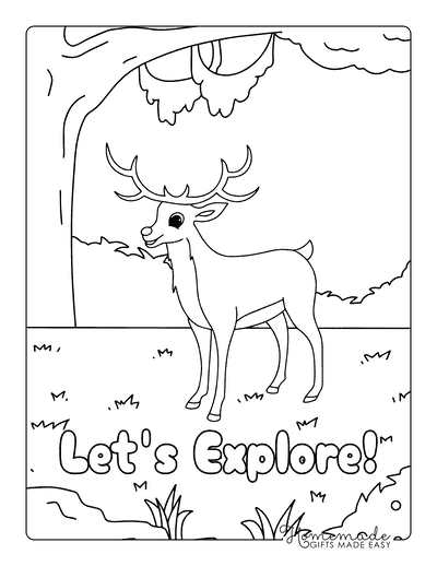 Deer Coloring Pages Easy Deer in the Woods Coloring Page