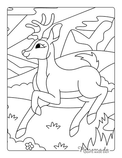 Deer Coloring Pages Easy Frolicking Deer Drawing to Color