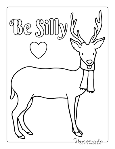 Deer Coloring Pages Silly Winter Deer Wearing Scarf