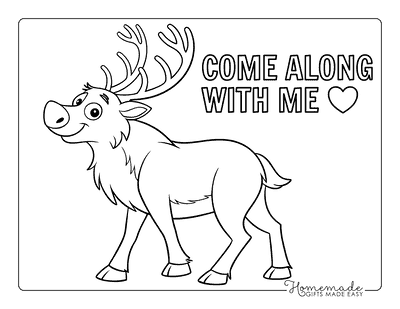 Deer Coloring Pages Simple Cute Cartoon Reindeer for Preschoolers