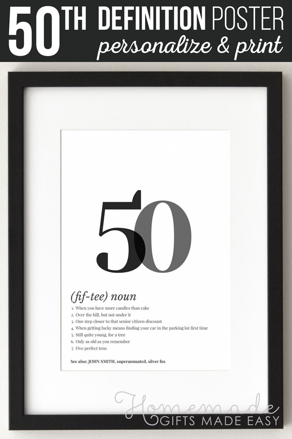 Create a unique 50th birthday poster gift