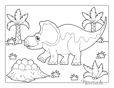 Dinosaur Coloring Pages Cartoon Protoceratops Nest of Eggs