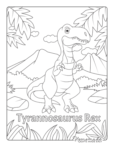 Kids Dinosaurs T-Rex Coloring Page Printable Free  Dinosaur coloring  pages, Easy dinosaur drawing, T-rex drawing