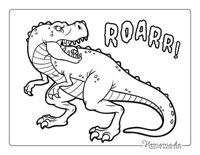 Dinosaur Coloring Pages Cartoon Tyrannosaurus Rex Mouth Open