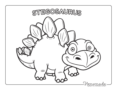 Dinosaur Coloring Pages Cute Cartoon Stegosaurus