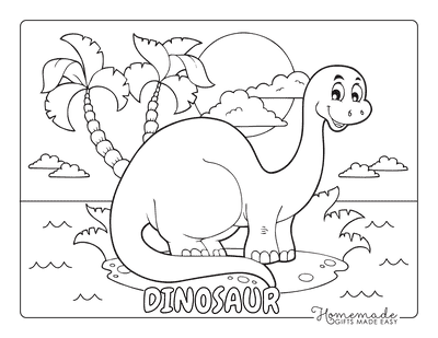 Dinosaur Coloring Pages Cute Dinosaur Scene for Preschoolers