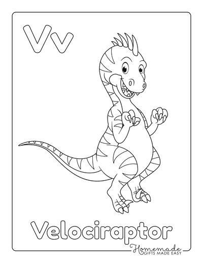 Dinosaur Coloring Pages Cute Velociraptor Dinosaur for Preschoolers