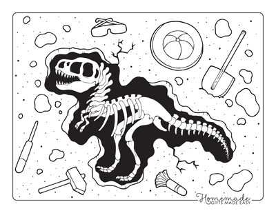 Dinosaur Coloring Pages Fossil Excavation