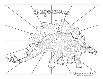 Dinosaur Coloring Pages Stegosaurus Doodle for Adults