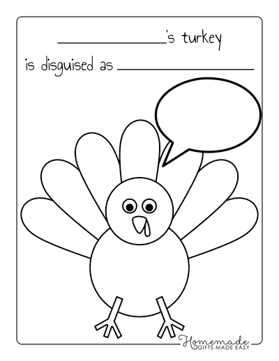 Disguise a Turkey Printable With Quote Bubble