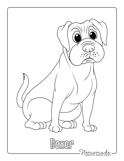 Dog Coloring Pages Boxer Outline