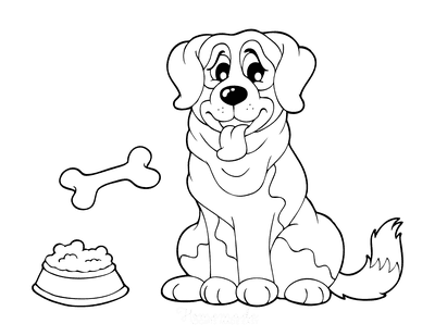 Dog Coloring Pages Cartoon Big Dog With Bone