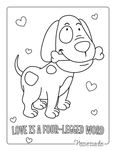 Dog Coloring Pages Cartoon Puppy With Bone