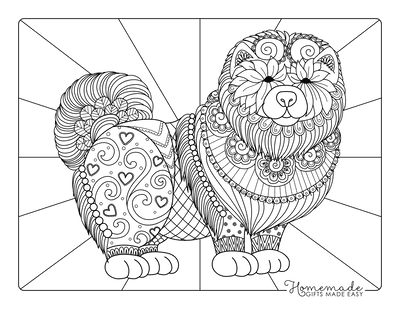 Dog Coloring Pages Chow Chow Intricate Pattern for Adults