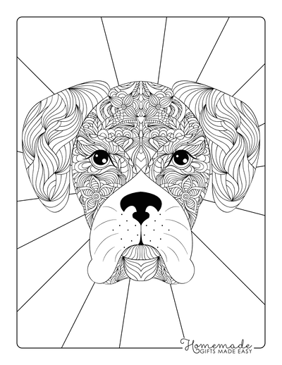 Dog Coloring Pages Cute Boxer Head for Adults