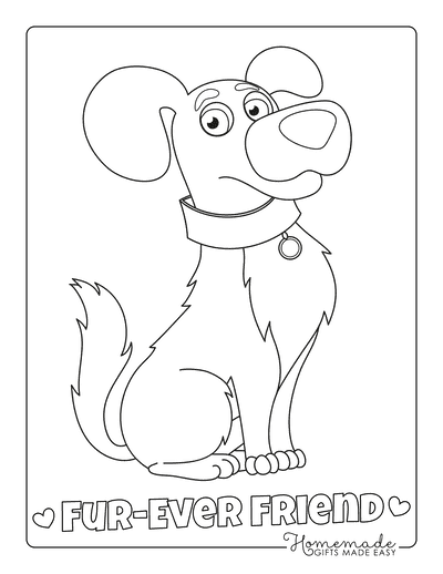Dog Coloring Pages Cute Cartoon Dog With Collar