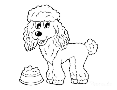 Dog Coloring Pages Cute Cartoon Poodle