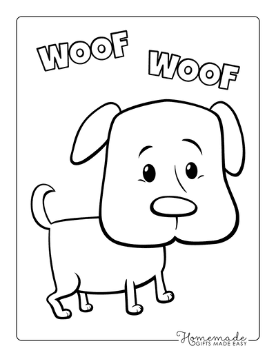 Dog Coloring Pages Cute Cartoon Puppy Dog