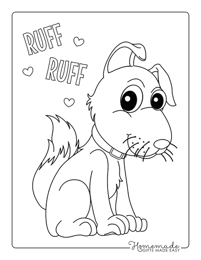 Dog Coloring Pages Cute Dog Sitting