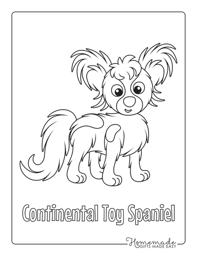 Dog Coloring Pages Cute Papillon Toy Spaniel Cartoon