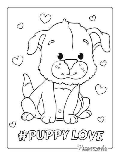 Dog Coloring Pages Cute Puppy Dog Sitting