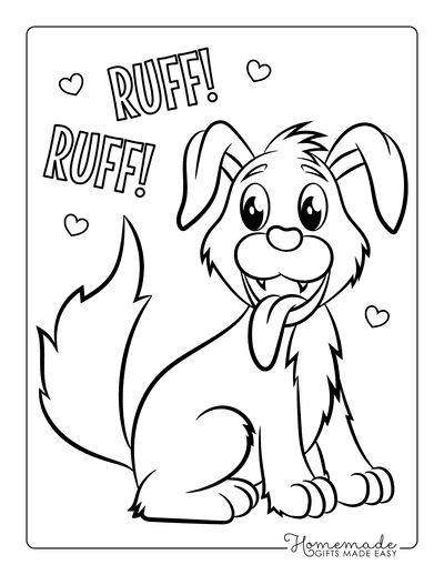 Dog Coloring Pages Cute Puppy Smiling Cartoon